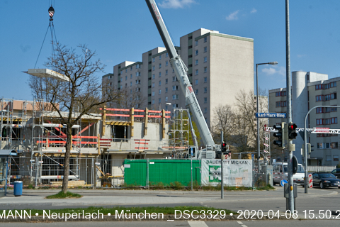 08.04.2020 - Aufstockungsbaustelle Oskar-Maria-Graf-Ring in Neuperlach